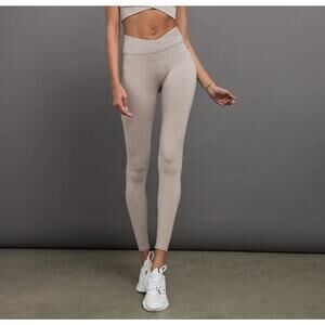 Carbon38 Women´s Wrap Heather Oatmeal Wrap Workout Leggings Size M